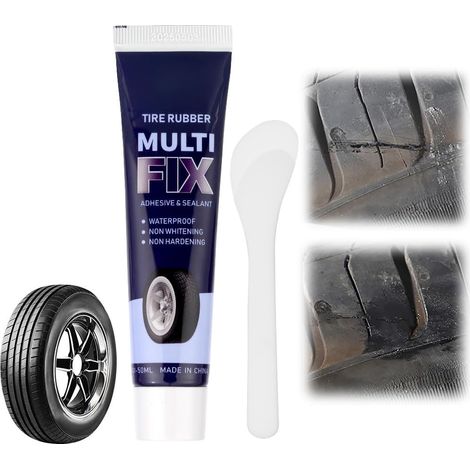 50ml Reparation Pneu Voiture, Colle Pneu Voiture, Colle Meche pneu, colle Vulcanisante Caoutchouc pneu, Réparez Rapidement les Fissures, Trous et le Pelage de Divers Caoutchoucs de Pneus (1/5)