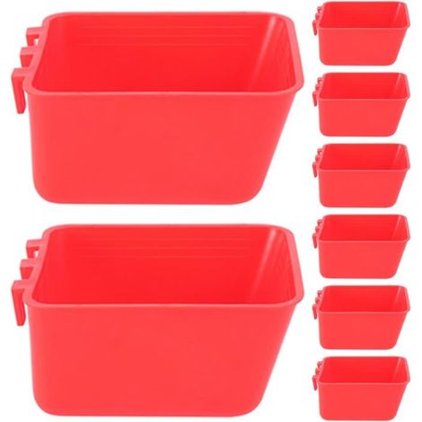 Mangeoire pour oiseaux Lot de 8 Plastique Bol pour nourriture et eau Poules, perroquets, pigeons 12,5 x 9,5 x 6 cm (1/5)