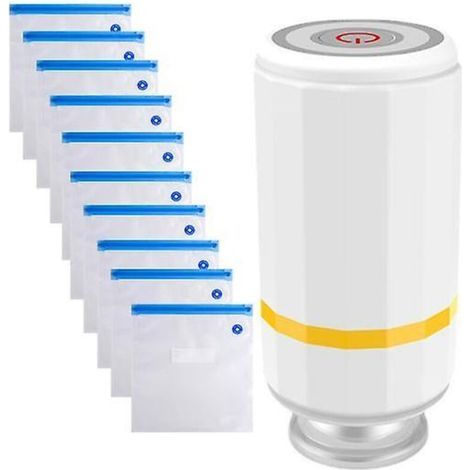 Mini machine sous vide avec joint réutilisable, silencieuse, forte aspiration, rechargeable, portable, blanche (1/5)