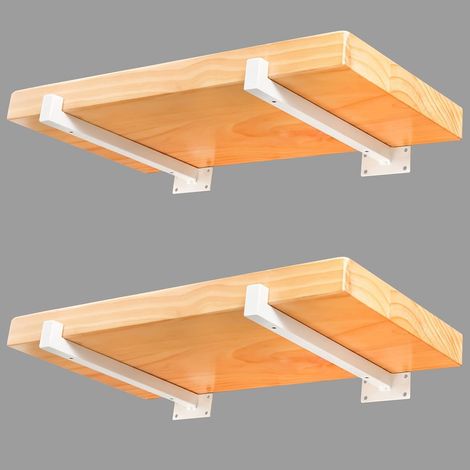 Lot de 2 Supports d'étagère pour Charges Lourdes - Décoration rétro Stable (40 cm, Blanc) (1/5)