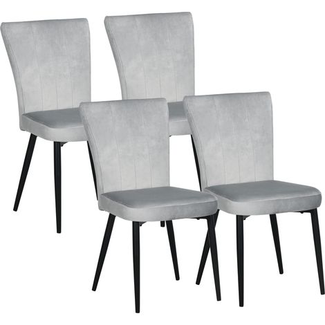 Set 4 sedie da pranzo grigie in tessuto con schienale alto e gambe in metallo 46x65x87 cm (1/5)