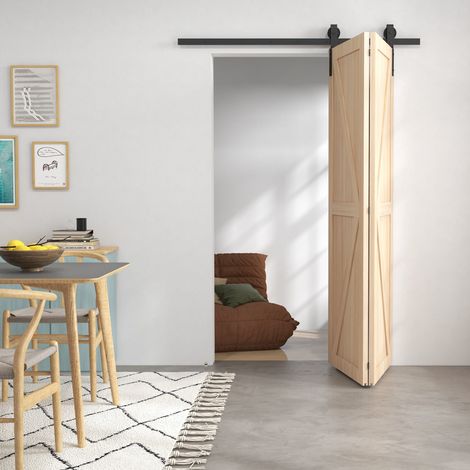 Kit di binari in acciaio per porte scorrevoli pieghevoli da 152,5 cm, per 2 porte.