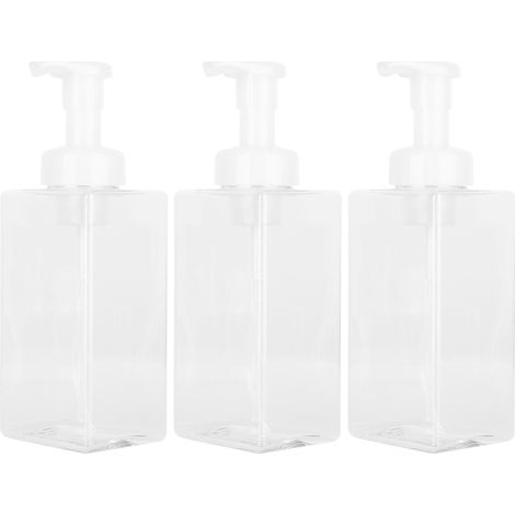Lot de 3 distributeurs de savon moussant rechargeables en plastique, flacons-pompes de 400 ml pour savon liquide, gel douche et nettoyant visage. (1/5)