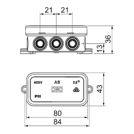 Caja Estanca Derivación 80X43 IP55 (1/2)