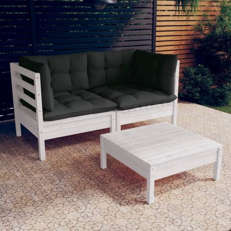 vidaXL 3 Piece Garden Lounge Set with Anthracite Cushions Pinewood (1/5)