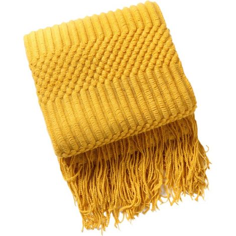 Sollbry Manta de jacquard geométrica - Funda de sofá ligera con borlas, funda decorativa para cama, toalla multiusos, tamaño 127 x 172 cm, color amarillo (1/5)