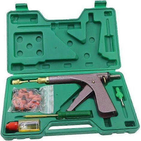 Kit de réparation de pneus tubeless pour voiture, moto et vélo, comprenant un pistolet de réparation sous vide. Kit d'outils pour pneus de voiture (avec boîte d'emballage). (1/5)