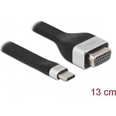 Delock Cable de cinta plana FPC USB Type-Câ¢ a VGA (DP Alt Mode) 13 cm