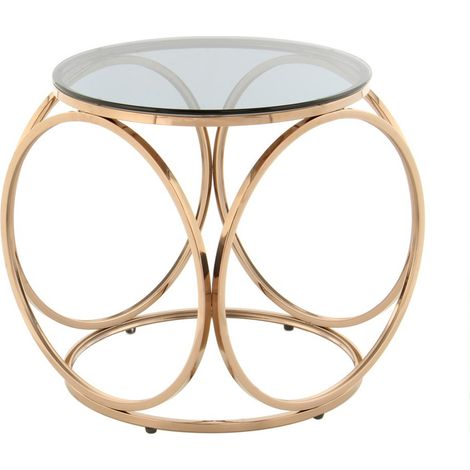 Tavolino Whitney 225 grigio e oro rosa con piano in vetro (1/3)