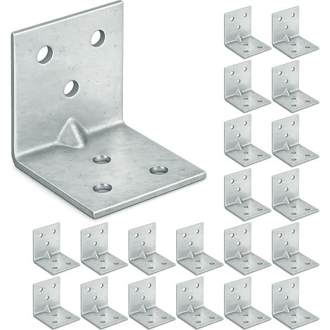 Équerre de fixation angle droit - 20 pièces - Acier galvanisé 1,5mm - Support renforcé 90 degrés - Menuiserie et étagères - 30x30x30 mm (1/5)
