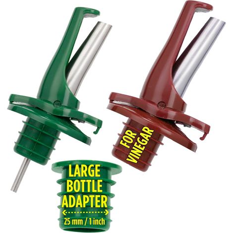 Verseurs de vinaigre et d'huile d'olive avec technologie ClickSeal Becs verseurs - Bouchons anti-poussière intégrés Utilisez vos propres bouteilles comme distributeurs d'huile et de vinaigre (1/5)