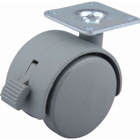 Rueda para muebles de 50 mm con zapata de freno, color gris SANS MARQUE