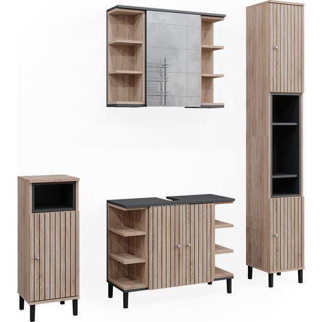 Set di mobili da bagno Aquis, Sonoma, 4 parti, Vicco