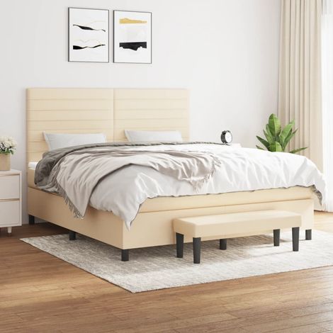 Boxspringbett mit Matratze Creme 180x200 cm Stoff (1/5)