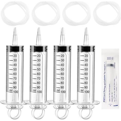 4 Pcs 100ml Plastic Liquid Measuring Tools with 4 130cm Tube and Cap, Individually Packed, Versatile Measuring Tube, for Industrial Laboratory, Liquid Dispensing (1/5)