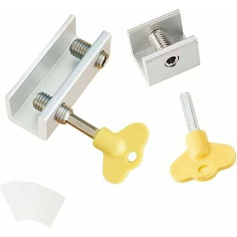 2 Serrures Fenetre Coulissante Alu Anti-Derapant Cle Securite Enfants Protection (1/4)