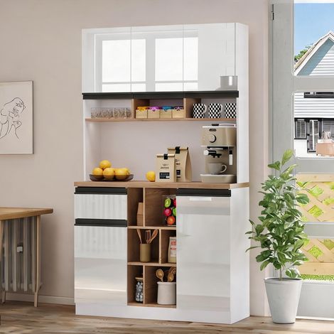 Buffet coloris blanc en MDF 105 x 45 x 185 cm (1/5)
