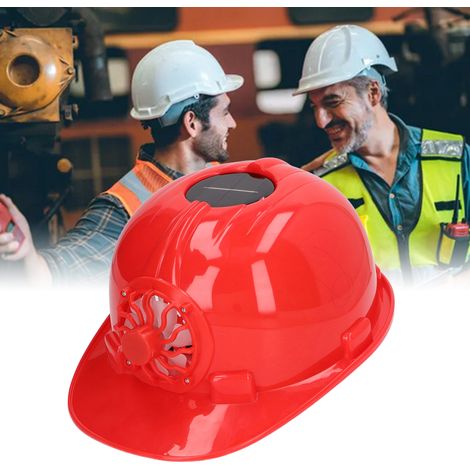 Casque de sécurité à ventilateur solaire, casque de sécurité ventilé et respirant, rouge. (1/5)