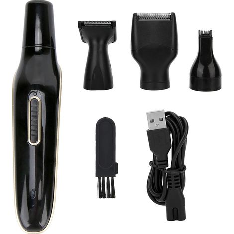 Coupe-polis électrique 4-en-1 rechargeable USB : tondeuse nez, sourcils, barbe et graveur (1/5)