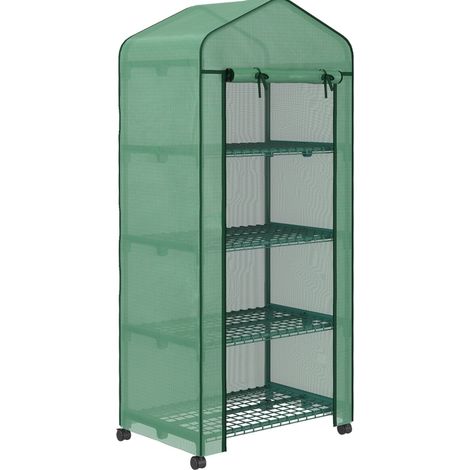 Mini Invernadero in Plastica con 4 Ripiani 69 x 50 x 165 cm Verde (1/5)