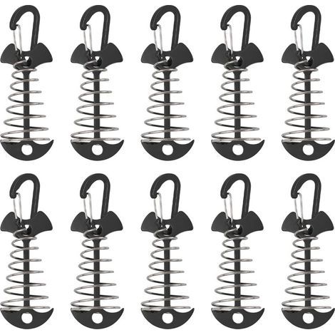Piquets d'ancrage de terrasse, 10 pièces en alliage d'aluminium coupe-vent avec boucle à ressort, ancre portable pour le camping en plein air (1/5)