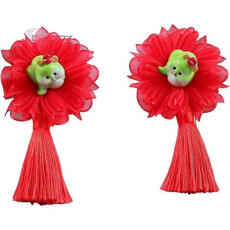 paire de pinces à cheveux décoratives pour le Nouvel An, avec nœud et pompon. Pinces à cheveux pour enfants, motif serpent décoratif en résine.-D (1/5)