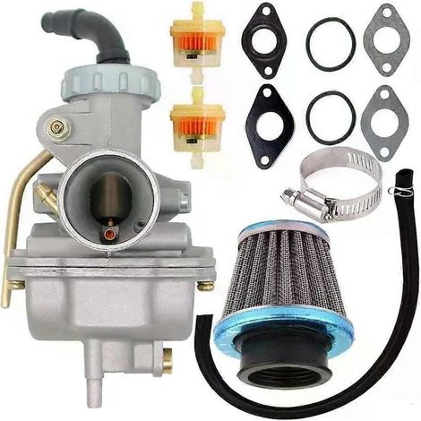 Carburateur PZ20 pour moteurs 4 temps 50cc, 70cc, 90cc, 110cc et 125cc (quads, SSV, Honda CRF50F, CRF80F, XR50R) avec filtre à air et à carburant