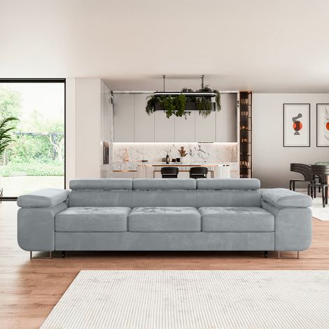 Canapé convertible 3 places Wilson velours Gris (1/5)