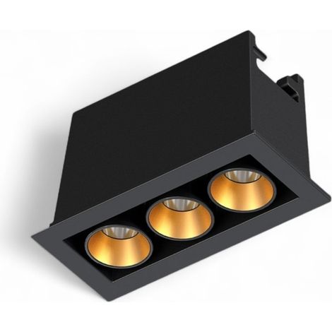 Faretto LED Incasso Rettangolare Triplo 6W CRI90 Fascio 24° Nero – 3000K 4000K 6000K - Colore della luce: Luce calda