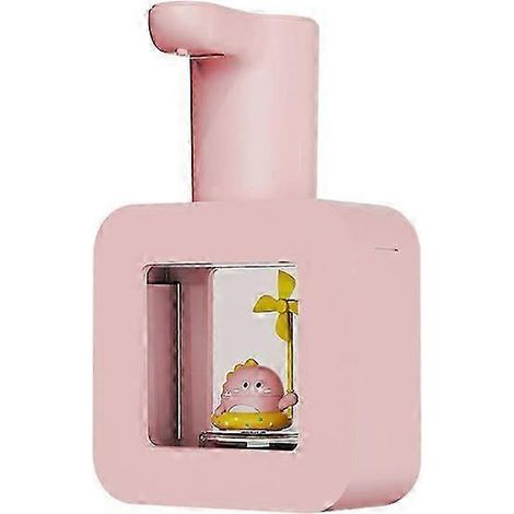 Distributeur de savon automatique sans contact avec capteur, étanche et intelligent, motif petit dinosaure rose, distributeur de savon mousse intelligent avec animaux de compagnie. (1/5)