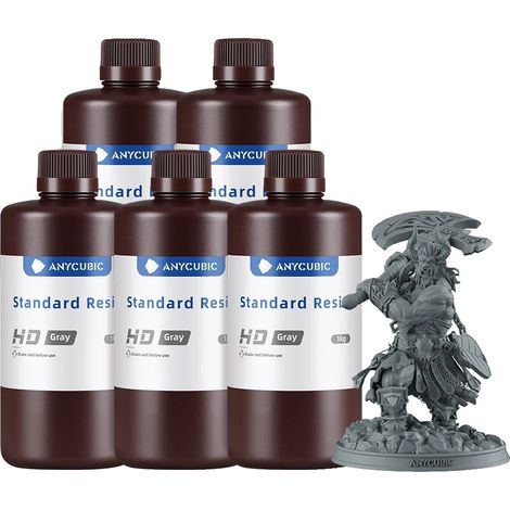 Resina per stampa 3D, viscosità media, polimerizzazione rapida, 5 kg - Grigio HD (1/2)