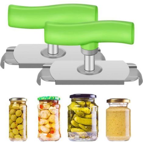 Ouvre-Boite - Acier Inoxydable - Poignée Ergonomique Antidérapante - Pour Boîtes, Bocaux, Bouteilles - 2 Pièces (1/5)