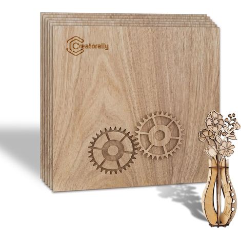 Contreplaqué 3mm, Plaque Bois pour Gravure Laser, Planche Noyer Noir 30x30 cm 6 Pièces pour Découpe CNC Peinture, Bricolage Projets (1/5)