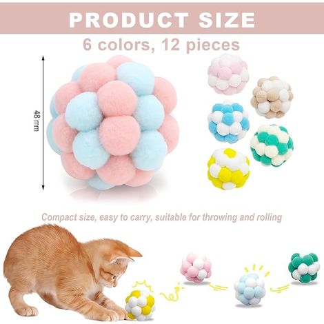 Jouets pour Chats Balles – Doux et Élastique avec Grelots Jouet Interactif pour Chats Balle pour Gratter et Jouer (1/4)