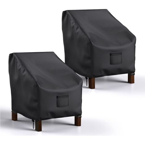 Lot de 2 housses imperméables pour chaise de jardin, 96x79x74 cm, Oxford 210D noir, protection balcon terrasse extérieur (1/5)