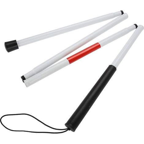 Kaelt - Canne d'aveugle Pliante - Canne de Marche Blanche Longue Bâton Pliant pour la mobilité Pliable Bâton de Marche Pliable Canne Blanche réfléchissante Rouge pour Les aveugles et Les malvoyants (1/5)