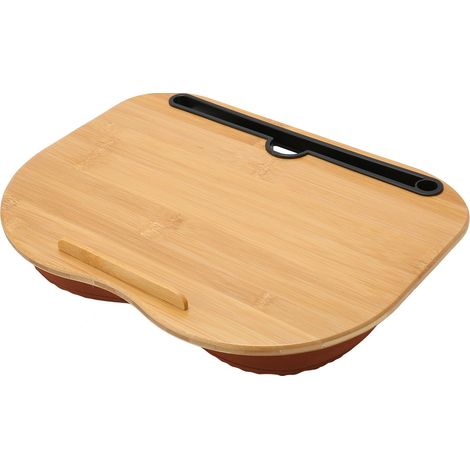 Bureau portable en bambou pour ordinateur portable jusqu'à 15,6 pouces, avec coussin d'oreiller pour travailler, écrire, dessiner (1/5)