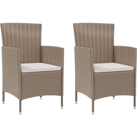 Gartenstühle mit Kissen 2 Stk. Poly Rattan Beige