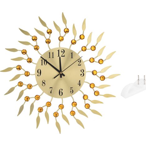 Horloge Murale Quartz Silencieuse Design Floral en Fer Métal Rétro 38,5 cm Décoration Intérieure Salon (1/5)