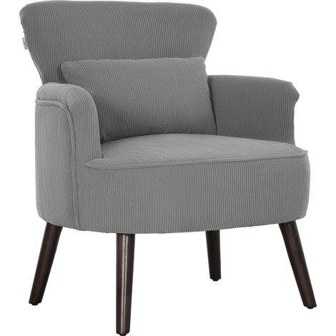 Light Grey Corduroy Retro Accent Chair for Stylish Home Decor