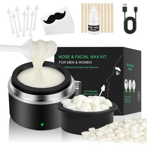 Kit Épilation à la Cire pour Poils du Nez, Sourcils et Visage – Appareil de Chauffage USB avec Cire Hypoallergénique, Bol en Silicone et Soin Apaisant – Épilateur Précision Homme Femme (1/5)