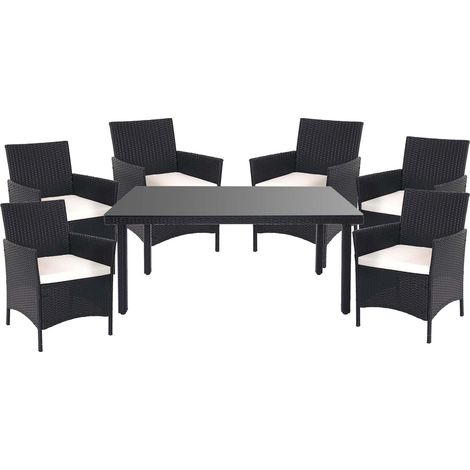 Poly-Rattan-Garnitur Hamar, Gartenmöbel Balkon-Set Sitzgarnitur anthrazit, Kissen creme (1/5)