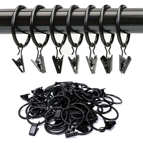 Anelli per tende in metallo da 38 mm – Confezione da 20 pezzi con clip integrate, compatibili con tutti i bastoni per tende