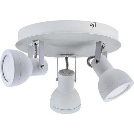 Plafón de techo "Heli" Ø21cm de tres focos (3xGU10) (50W máximo 200/240V) IP20 fabricado en hierro color blanco (1/2)