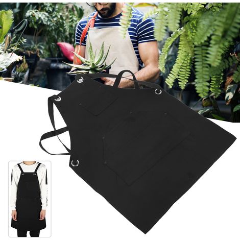Tablier de Jardin Noir avec Poches pour Outils de Jardinage et Travaux Extérieurs (1/5)