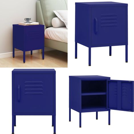 Table de chevet Bleu marine 35x35x51 cm Acier - Table De Chevet - Meuble De Chambre - Table D'appoint - Table Bleue - Table En Acier - Home & Living (1/5)