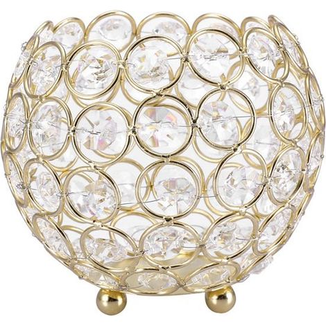 Bougeoir Modèle doré - Diamètre 12 cm - Hauteur 11,5 cm - Pour intérieur (1/5)