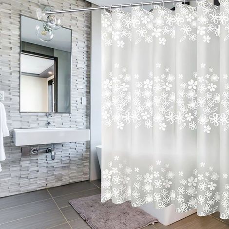 Duschvorhang 200x200 cm mit Innenfutter, 14 Ringen, schimmelresistent, antibakteriell und wasserdicht.