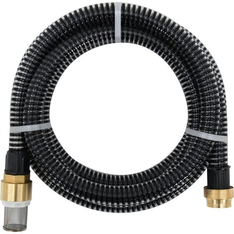 vidaXL Suction Hose with Brass Connectors Black 1,1" 15 m PVC