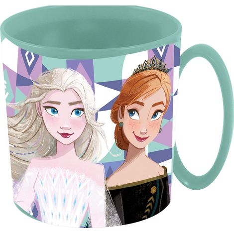 Disney Tazza azurra per bambine in plastica Frozen Elsa e Anna da 350 ml adatta al microonde (1/3)
